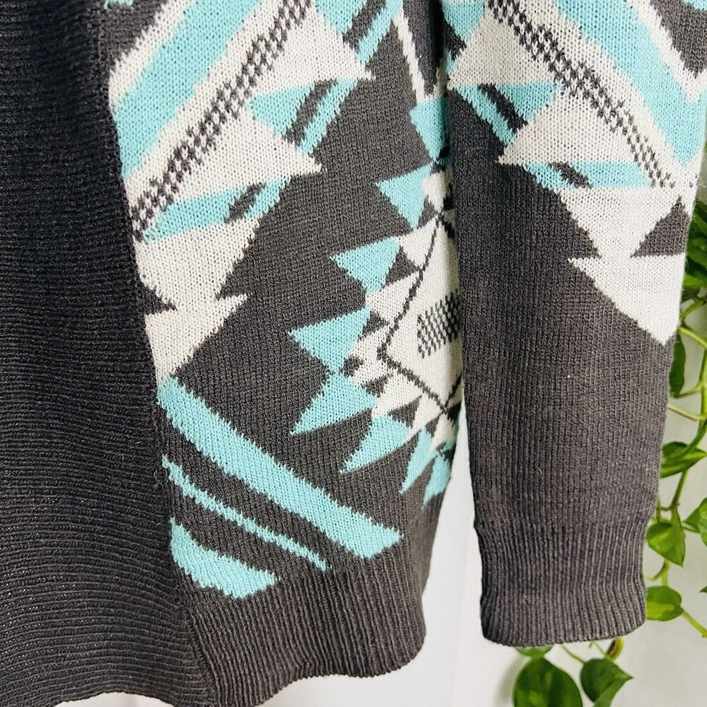 Eddie Bauer Turquoise and Gray Aztec Patterned Cardigan Sweater. Size M. EUC. - Picture 5 of 9